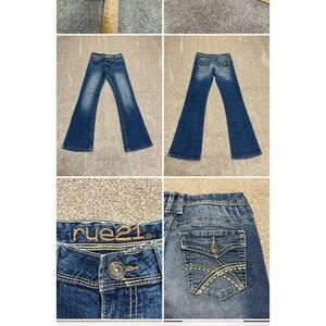 Rue 21 womens bootcut jean sz 3/4R low rise flip pocket blue jeans retro Y2K